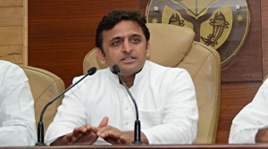 Uttar Pradesh Chief Minister Akhilesh Yadav addressing a press conference at Shastri Bhawan In Lucknow on Tuesday. Express photo by Vishal Srivastav 21.10.2014