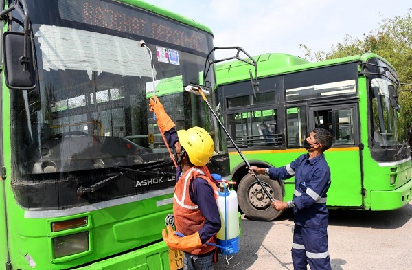 Delhi Government disinfects public vehicles to prevent COVID-19 spread