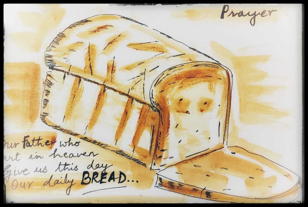 'Our Daily Bread', Quick Sketch by Mugdha Sinha, Micron and Acrylics