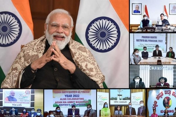 PM interacts with Pradhan Mantri Rashtriya Bal Puraskar awardees