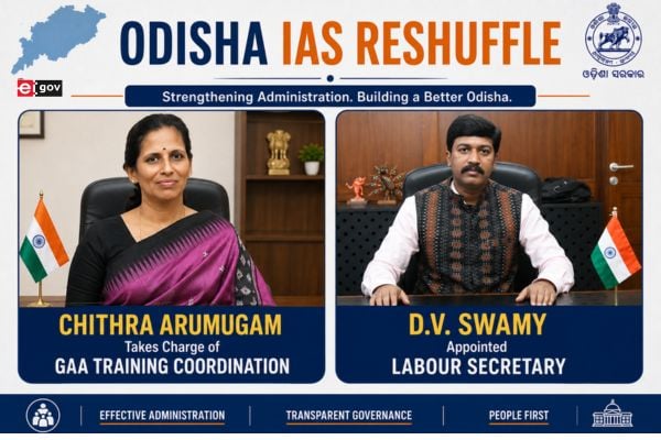 Odisha IAS Reshuffle: Chithra Arumugam Takes Charge of GAA Training Coordination, D.V. Swamy Appointed Labour Secretary